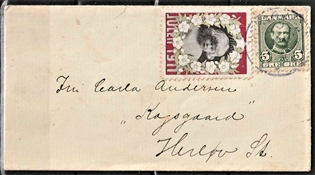 JULEMÆRKER DANMARK | 1911 - Barnehoved - På lille brev - Stemplet